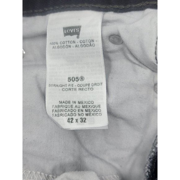 Levis 505 Jeans Black Denim Straight Leg Size 42X32 Men's - Picture 7 of 9